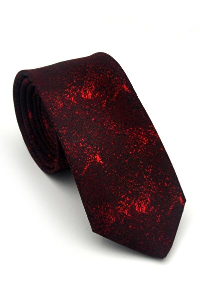 Gaffy Roșu cu model Roșu Claret din material tip stofă Batistă slim fit Crava...