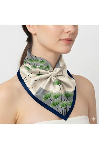 tarzınısec Choose Your Style Navy Blue Ginkgo Scarf / Bandana / Accessory 48X...