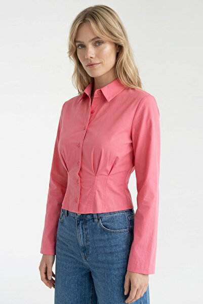 Exquise Γιακάς πουκαμίσου Μακρυμάνικο πουκάμισο με πιέτες Κοντό Κανονικό πουκ...