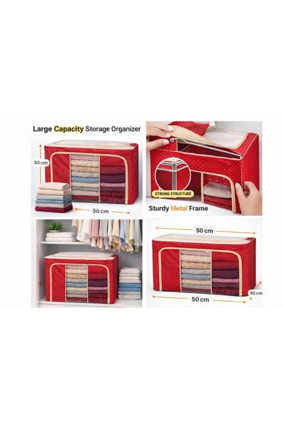 Generic Foldable Clothes Storage Box with Steel Frame – Organizer