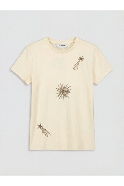 LC Waikiki Παιδικό μπλουζάκι LCW με λαιμόκοψη ποδηλάτου και κεντημένες χάντρε...