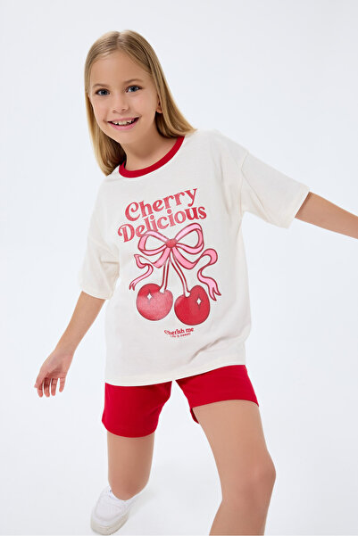 ROLY POLY Set de două piese cu tricou și pantaloni scurți pentru fete, bej