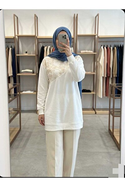 Azram Fashion Kadın çiçek detaylı tesettür tunik