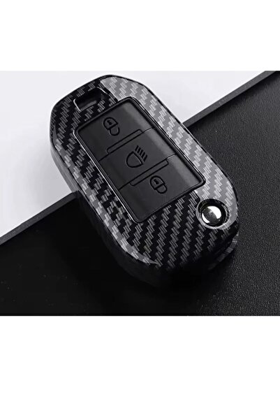 CİHAN GROUP Peugeot Citroen Carbon Key Cover Model with Cystals Middle Key Li...