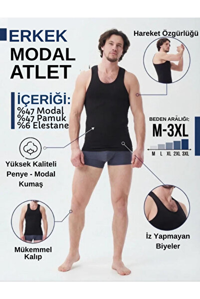 Mercan 6-Pack Black m Modal Tank Tops - Comfortable and Premium, the Nobility...