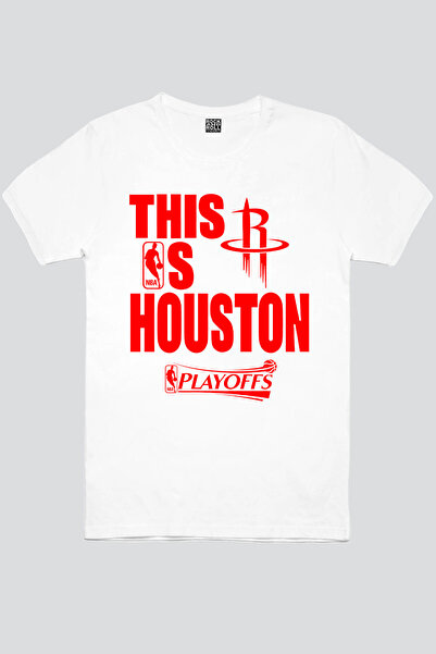 ROCKANDROLL Ανδρικό κοντομάνικο λευκό μπλουζάκι μπάσκετ Rockets