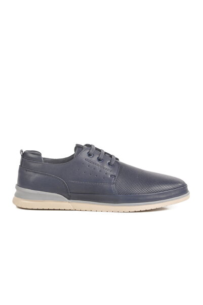 Aspor Navy Blue Genuine Leather Men's Casual Shoes