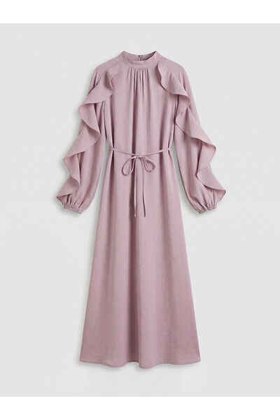 LC Waikiki Özmarka Νέα Σεζόν ψηλός λαιμός Γυναικείο Φόρεμα με βολάν σε γραμμή Α