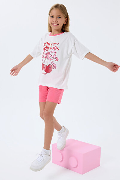 ROLY POLY Set de două piese cu tricou și pantaloni scurți pentru fete, alb