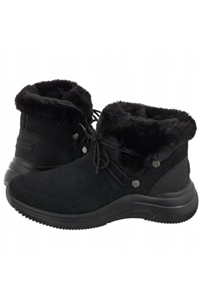SKECHERS Women's Suede Winter Ankle Boots with Faux Fur Lining, Black, EU 35.5