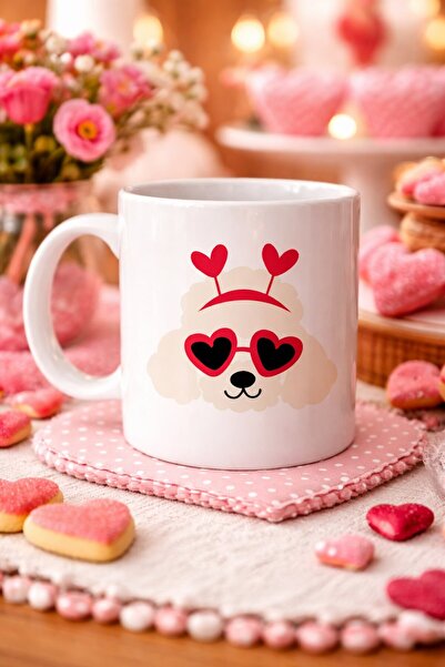 CT STONES Cute Poodle (Poodle) Design Porcelain Mug with Heart and Eyes Model...