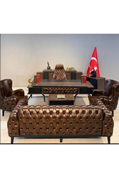 ENG OFİS MOBİLYALARI MODERN YILDIZ MAKAM TAKIMI *CHESTER KOLTUK TAKIMI DAHİL