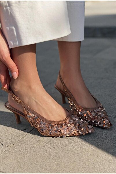 I Love Shoes سيلورين ستيليتو برونزي مزين بالترتر