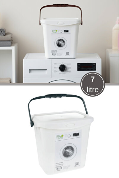 Flora 7 Lt Deterjan Kutusu, Kulplu Kapaklı Banyo Dolap Düzenleyici Saklama Ka...