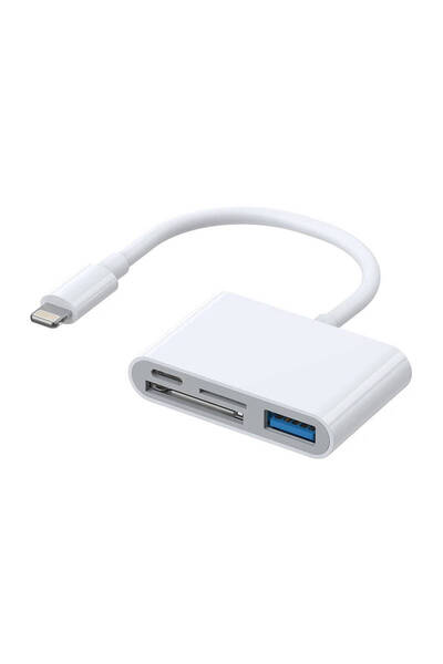 Joyroom Adaptor cititor carduri OTG S-H142 Lightning/USB-C la SD/microSD USB Alb