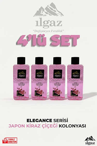 ILGAZ Japon Kiraz Çiçeği Kolonyası 4'lü Set 80 Derece 400 ml | Elegance Series