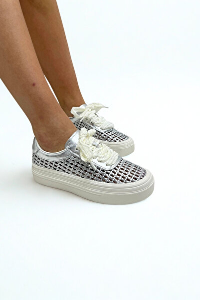 inizio Silver Knit Textured Women's Sports Shoes Ew2019