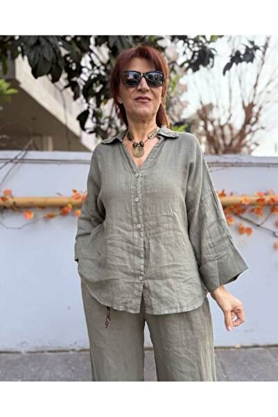 DenizEge Cămașă italiană K in cu numărul cu vipușcă pe spate, kaki