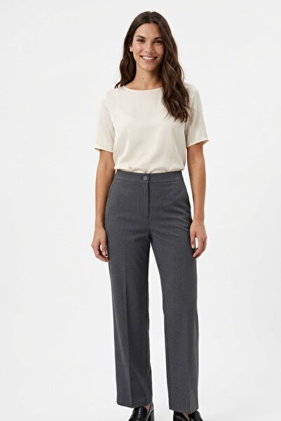 HAKKE Yüksek Bel Düz Paça Kumaş PANTOLON