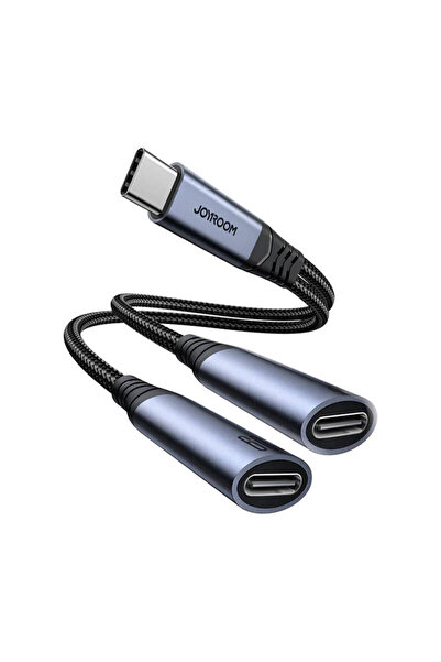 Joyroom SY-C03 USB-C to 2x USB-C Audio & PD 60W Adapter, Black