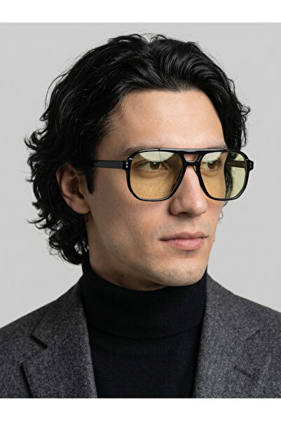 VEGA EYEWEAR Reyon Çift Köprülü SArı Camlı Trend Güneş Gözlüğü Unisex Erkek K...