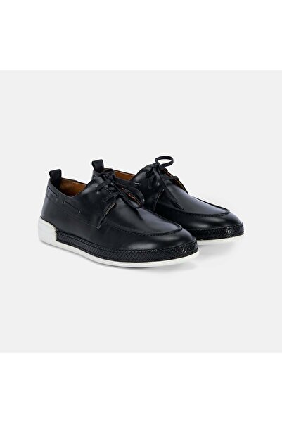 Desa Men's Black Lace-Up Leather Casual Shoes