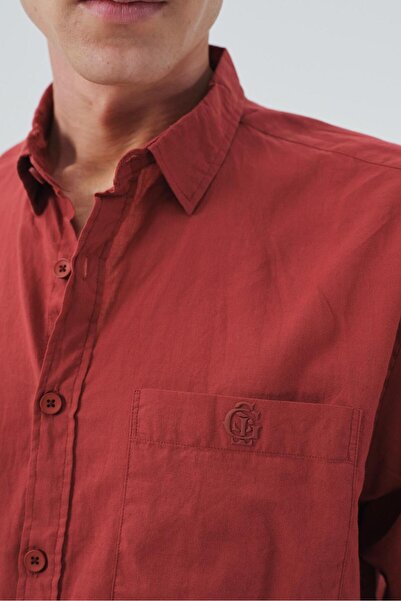 GIESTO Drapey Regular Fit Bordo Vual Shirt