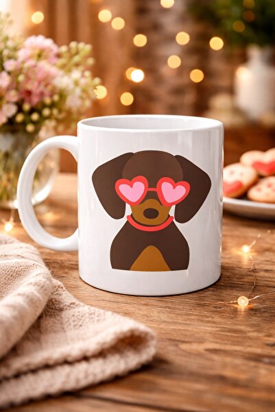 CT STONES Drăguț câine teckel (câine cârnat) cu model Cană de porțelan Model ...