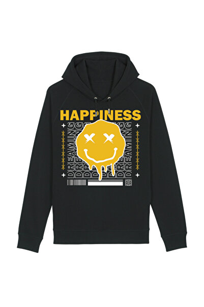 Kartier Happy Unisex Black Hoodie