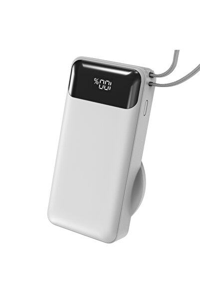 S-LINK G360 10000Mah Pd35W+Magsafe 15W Type-C Kablolu Beyaz Lcd Taşınabilir P...