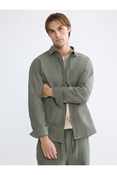 LC Waikiki Ανδρικό λινό πουκάμισο με όψη λινού, κανονικής εφαρμογής, από το κ...