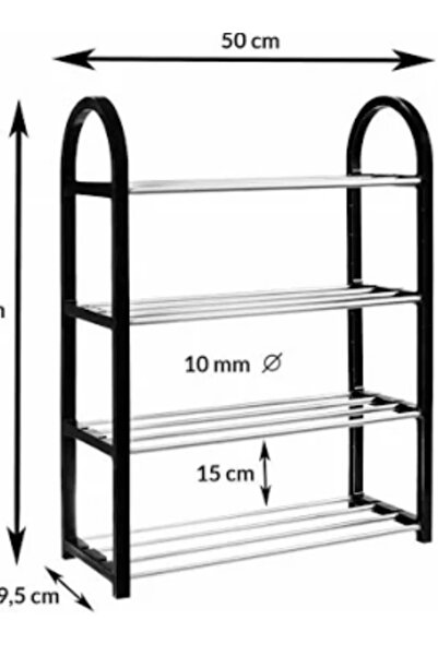 metalocasnice Raft Pantofi plastic-metal, gri-negru 4 rafturi, 64x50x19.5 cm,...