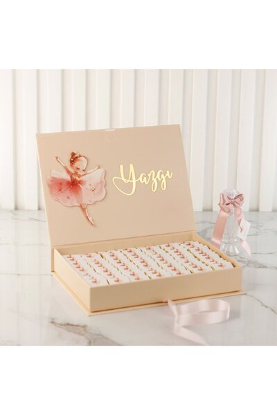 Çikolata Atölyesi Elit Marka Balerin Temalı Dikdörtgen Kutuda Kız Bebek Çikol...