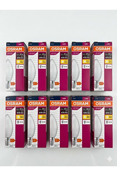 Osram Led Value 4,9w 2700k Sarı Işık 470lm E14 Mum (10'lu)