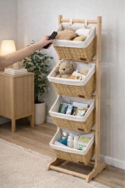 SPR ستاند خشب سلال خوص Wooden Stand with Baskets JARDO