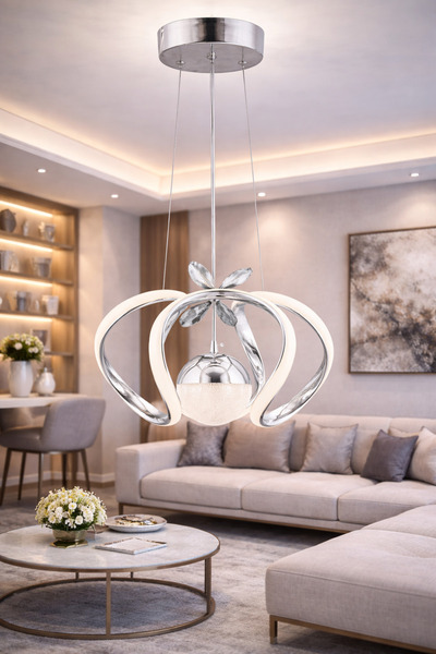 Luxira Aydınlatma Bigi Gümüş Üç Renk Lüx Ledli Modern Led Avize
