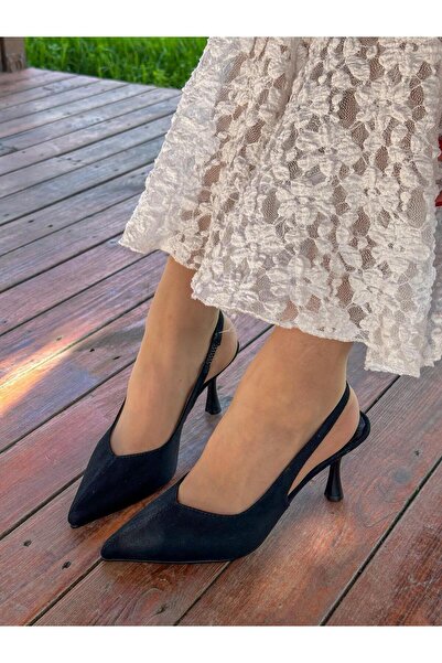 ERVANIN BUTİĞİ Siyah Süet (Ketty) Kadın Topuklu Stiletto