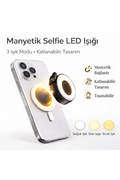 SMAYLİNG Manyetik Mini LED Telefon Işığı MagSafe Uyumlu Selfie & Video Çekim ...