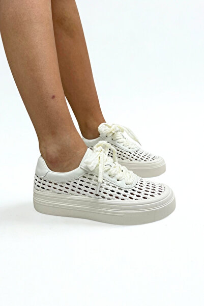 inizio Pantofi sport pentru femei tricotati albi texturat EW2019