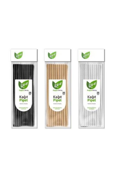 Roll-Up 5 قطع من شفاطات الشرب الورقية من سلسلة العودة إلى الطبيعة، عبوة من 25...