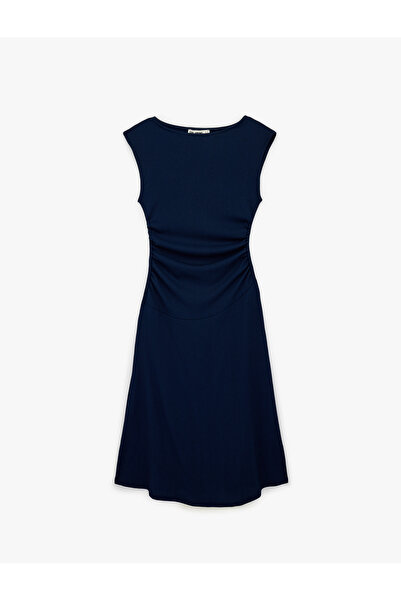 Koton Kolsuz Bisiklet Yaka Slim Fit Maxi Elbise