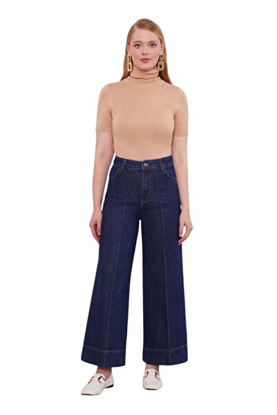 Levidor Сини дънки с широки крачоли и нитове