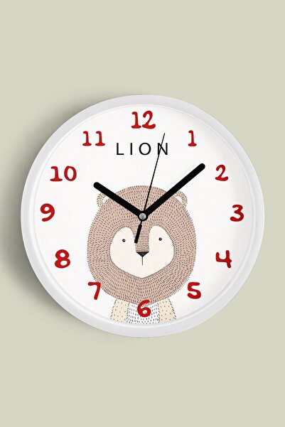 JHAAR Ceas de perete pentru camera copiilor cu design drăguț cu leu - 25 cm -...