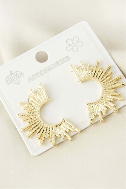 Bijuteri Net Crescent Metal Earrings