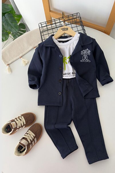 Minigimin Cicileri Set combinat din 3 piese pentru băieți, cu broderie cu pal...