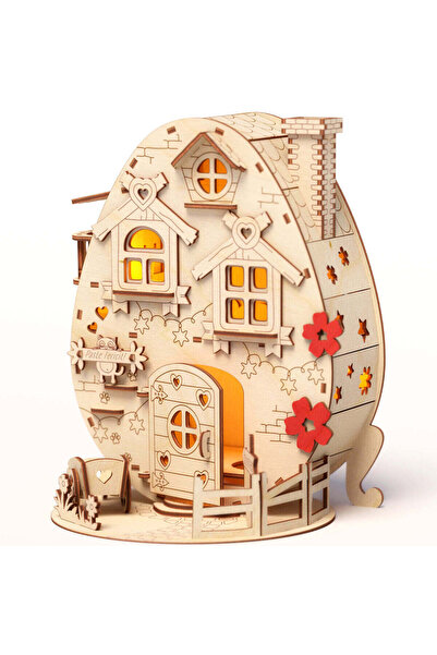 Joystos Set cadou de Paște, căsuță cu 4 suporturi pentru ouă colorate, puzzle...