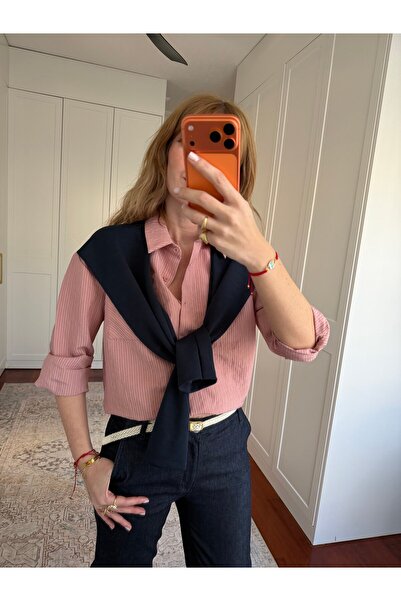 begum mayda Modal Bağlama Detaylı , Pembe Gömlek