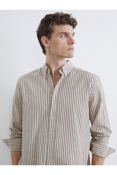 LC Waikiki Ozmarka New Season Regular Fit Striped Men's Herringbone Shirt