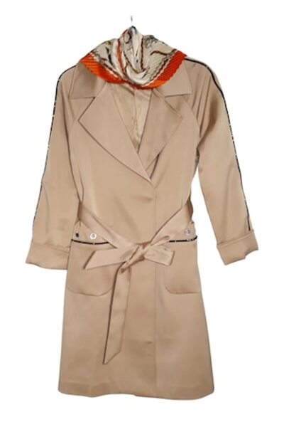 L-line fashion Women's Jacket with Waist Belt, Beige, 46