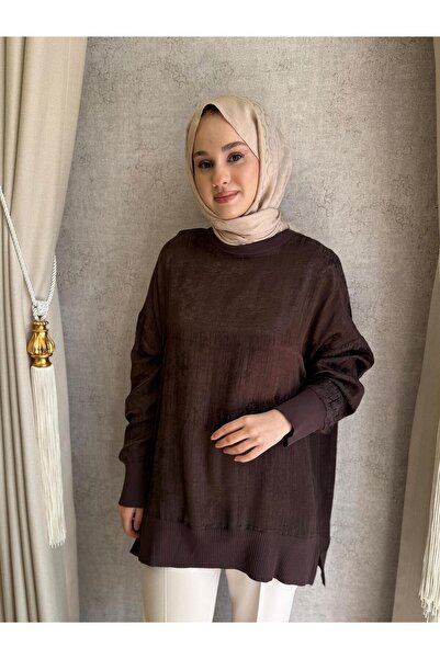 Nuss 3013 Jakar Detay Tunik Kahverengi